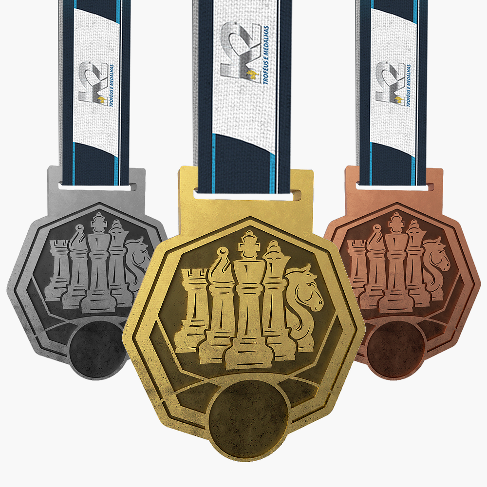 Medalhas Expressas Prêmio de Troféu de Campeão do Campeonato de Xadrez com  placa de placa central que mede 15 x 13 cm e inclui uma corrente de 86 cm  com bolsa de